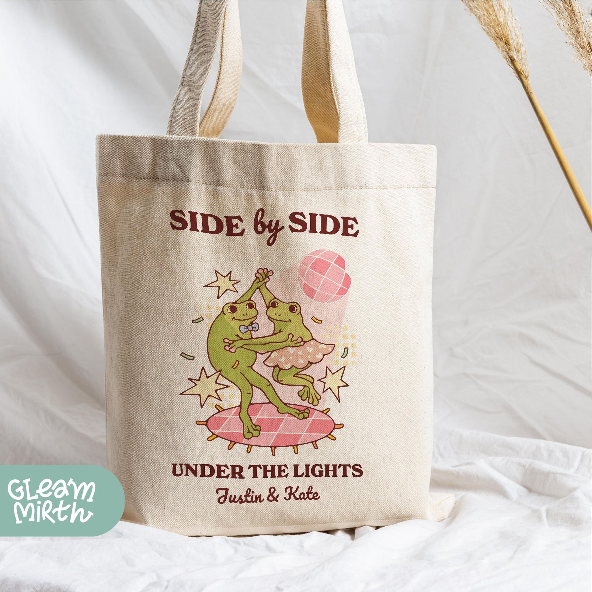 a tote bag with a picture of a dinosaur on it