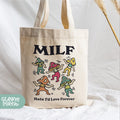 a tote bag with a picture of a group of people on it