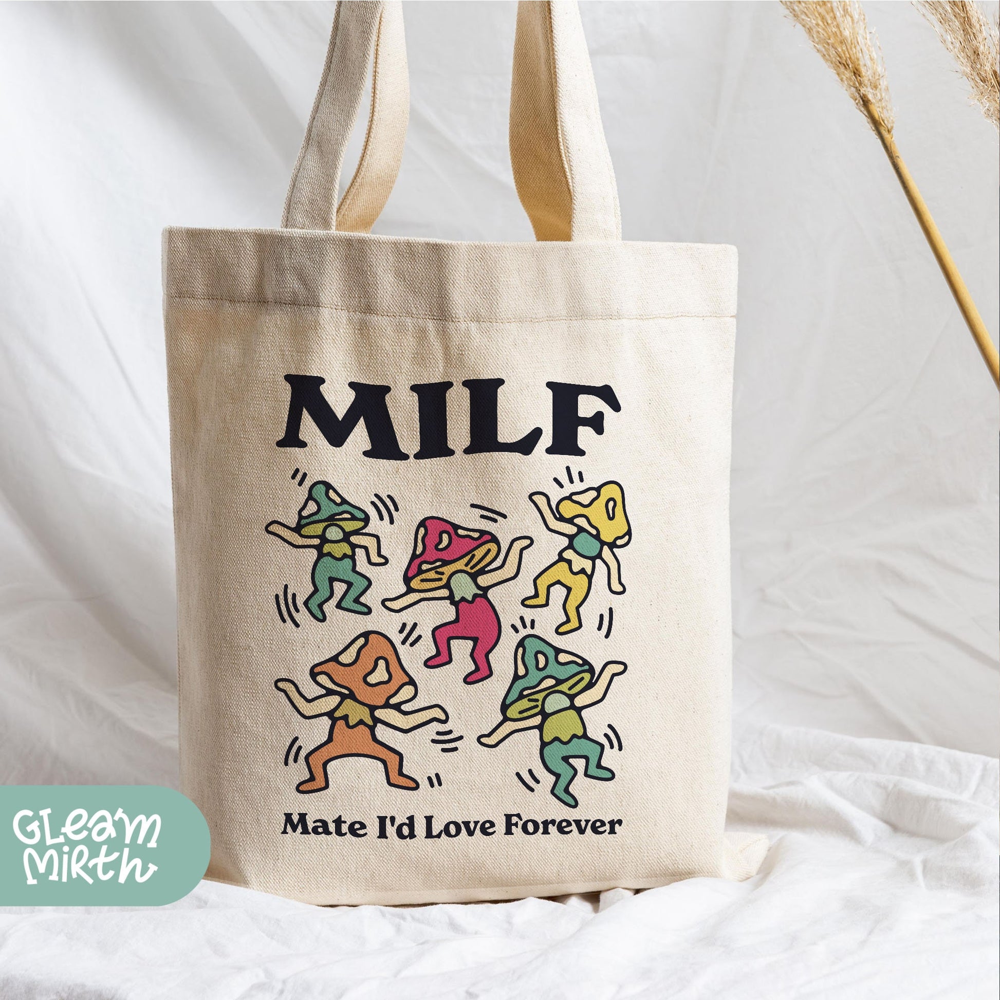 a tote bag with a picture of a group of people on it