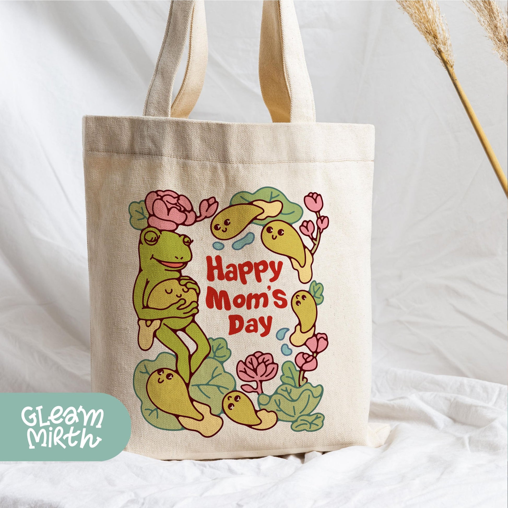 a tote bag with a picture of a mother&#39;s day message