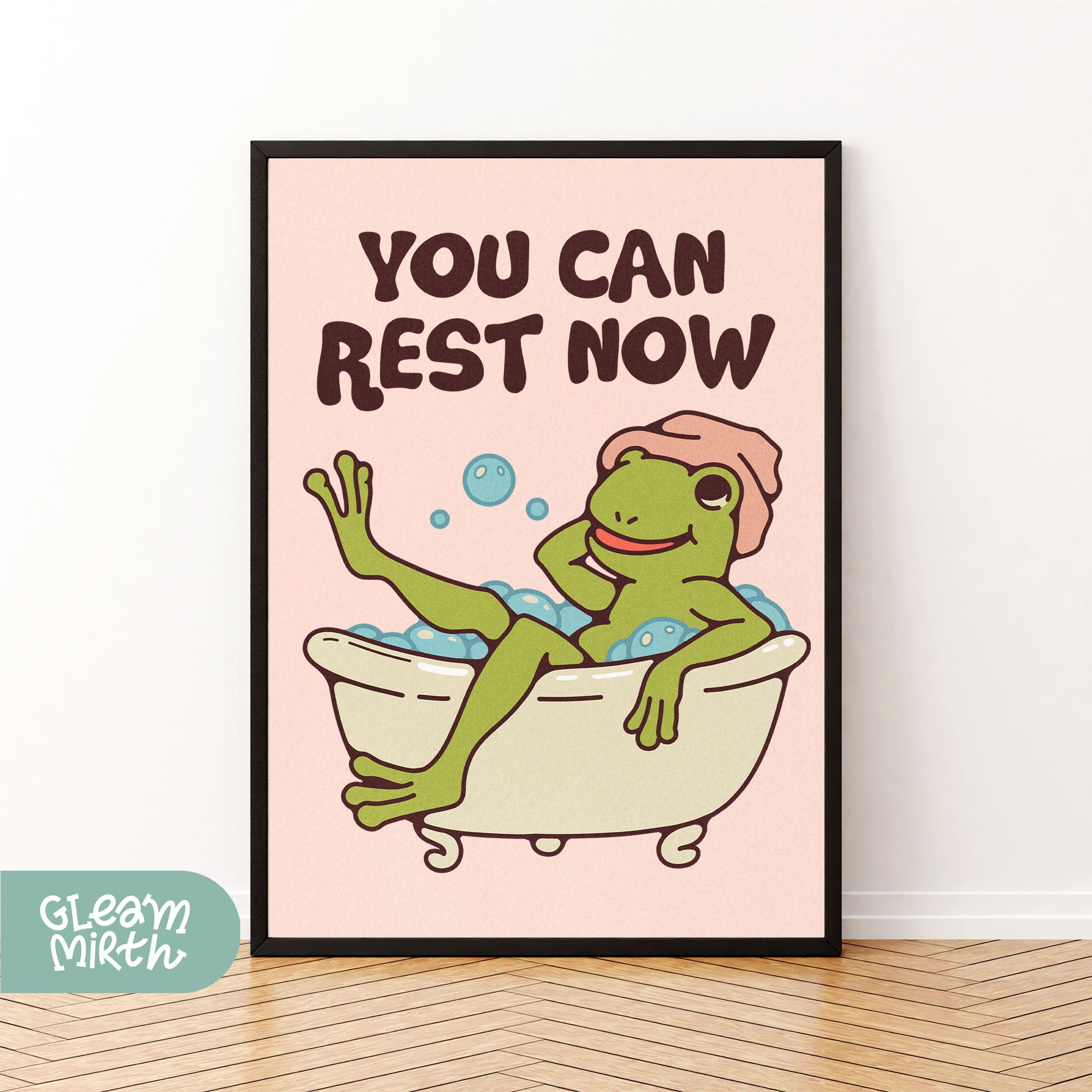 a picture of a frog taking a bath