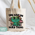 a tote bag with an image of a cartoon character