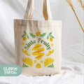 a tote bag with a fruit design on it