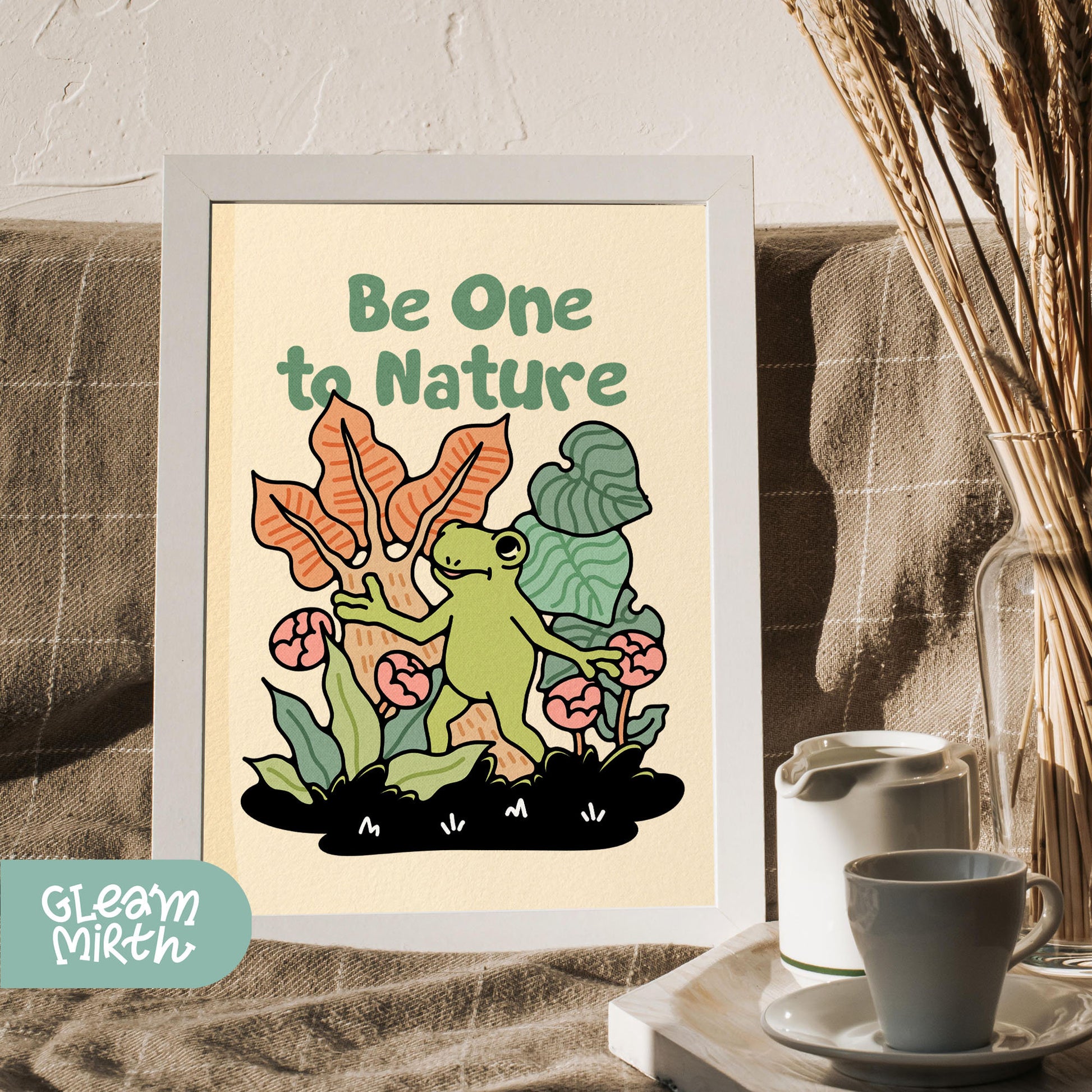 a picture of a picture of a plant with the words be one to nature