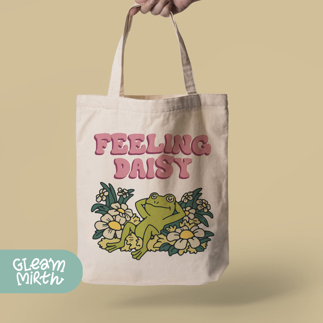 a woman holding a bag with a frog on it